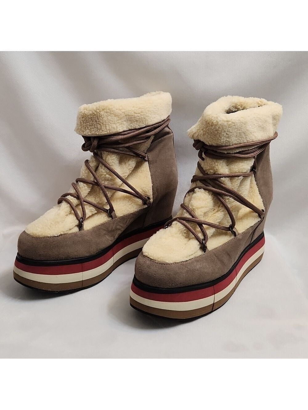 Paloma Barceló Kiran Suede Platform Genuine Shearling Lining Booties (W Size 40) - Picture 5 of 15